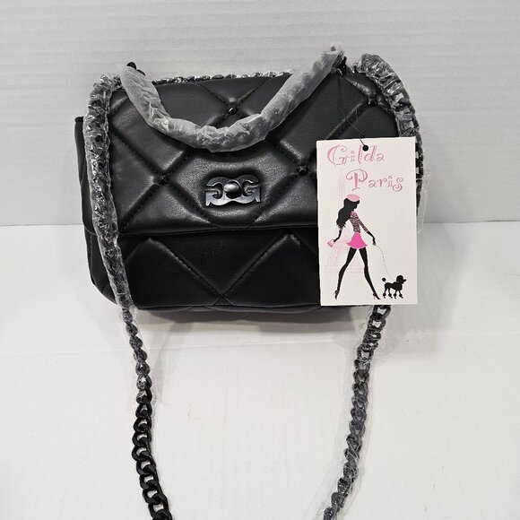 Gilda Paris Black Soft Quilted Studded Messenger Bag/Crossbody NWT - Picture 13 of 13